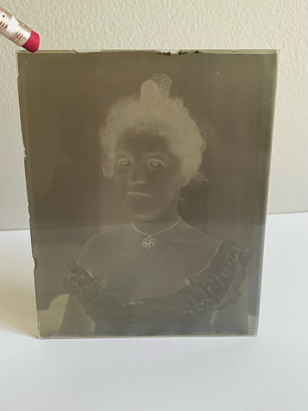 Antique Glass Plate Negative Woman Portrait Victorian NY 1800s / 1900s 5X4in